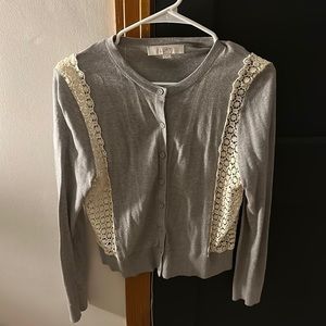 Loft button down cardigan with crochet sides NWOT